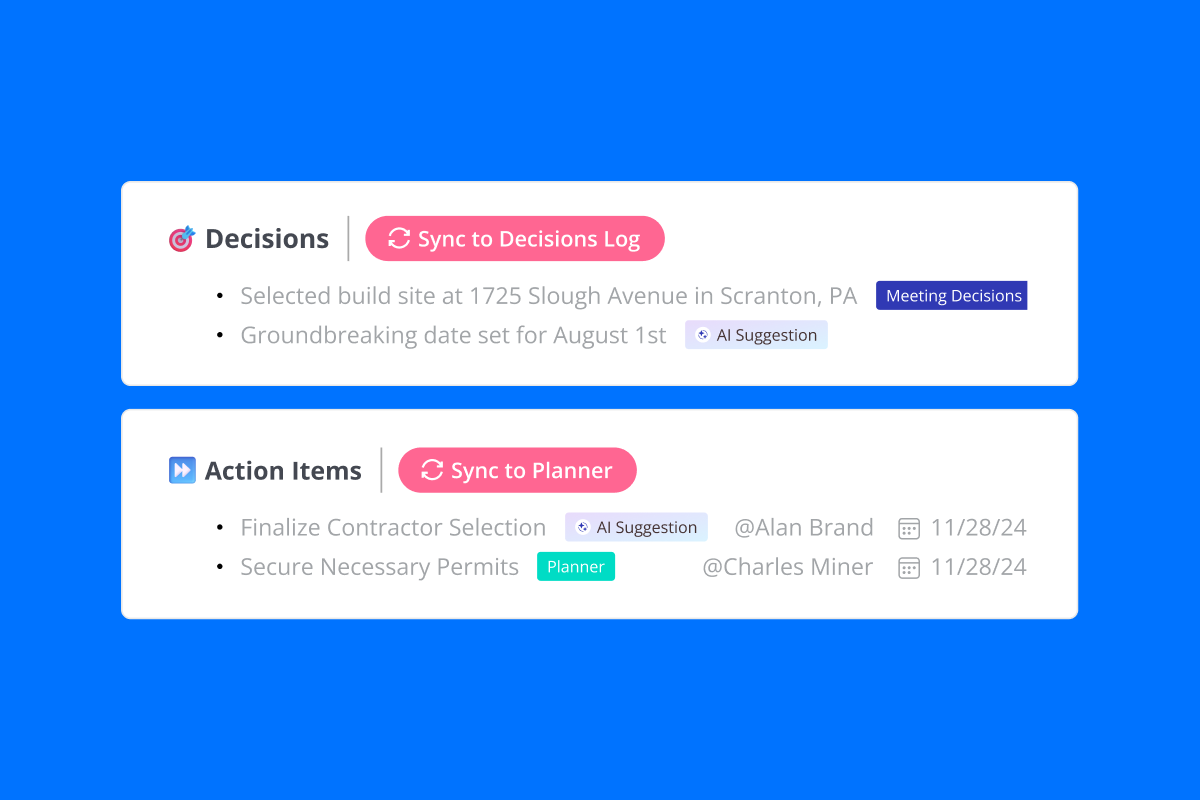 Task and Decisions Tracking