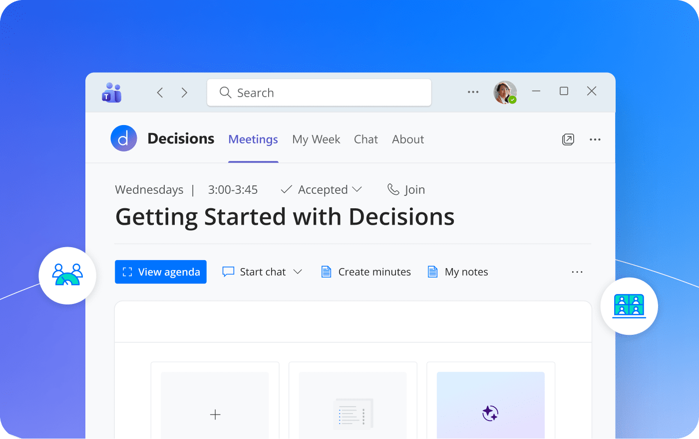 Decisions weekly training session in Microsoft Teams
