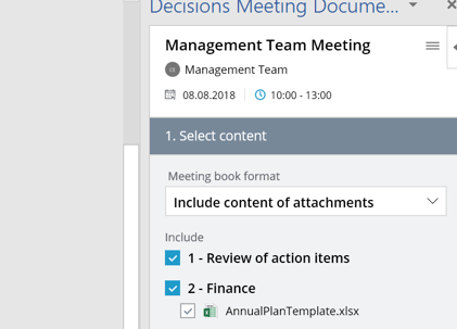 Include content of attachments in meetingbook