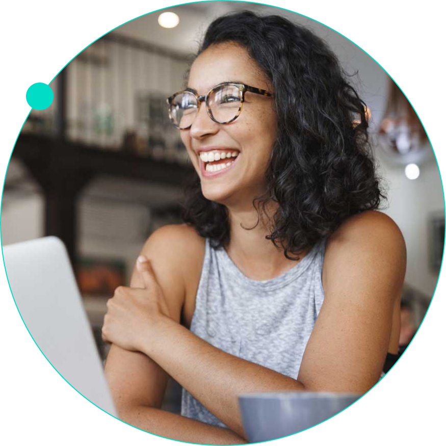 Woman smiling at work.